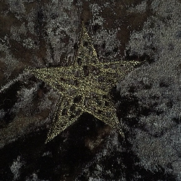 Velvet black bomber jacket with embroidered stars - Picture 3 of 8